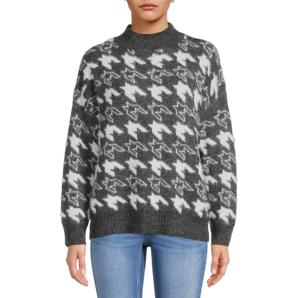 NWT Dreamers by Debut Houndstooth Cowl Neck Pullover, Sweater (Women's)
